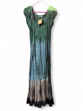 Earthbound Trading Company Women’s Green to Blue Ombre Maxi Dress